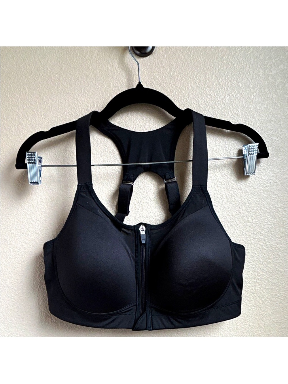 CALIA Carrie Underwood Black Front Zip Sports Bra 36C High Support